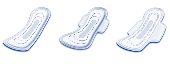 renderings of the new maxi pads available from HCP
